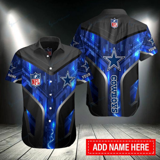 Personalized Dallas Cowboys Neon Electrical Circuit 3D Hawaiian Shirt 2