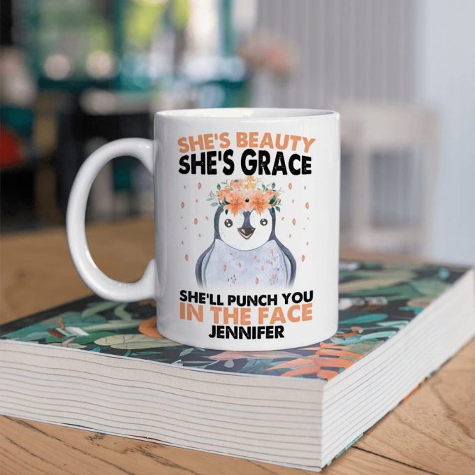 Personalized Funny Floral Penguin Coffee Mug 5