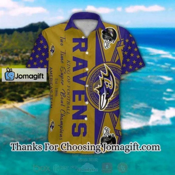 [Personalized] Nfl Baltimore Ravens Gold Purple Hawaiian Shirt Gift 2