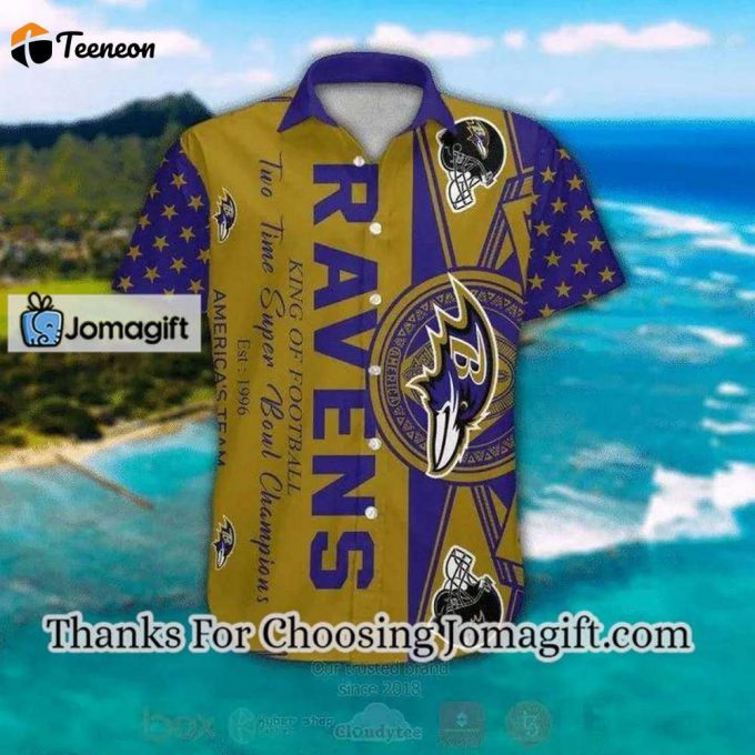 [Personalized] Nfl Baltimore Ravens Gold Purple Hawaiian Shirt Gift 1