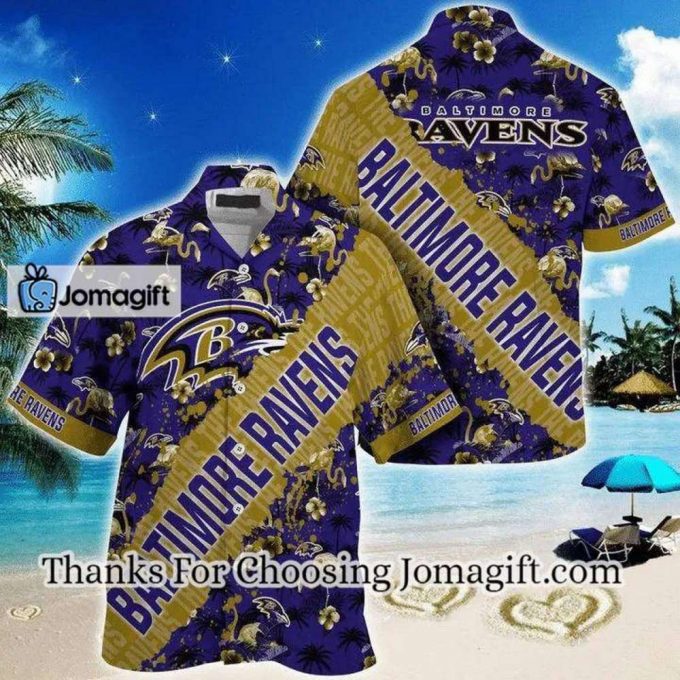 [Personalized] Nfl Baltimore Ravens Purple Gold Hawaiian Shirt V2 Gift 2