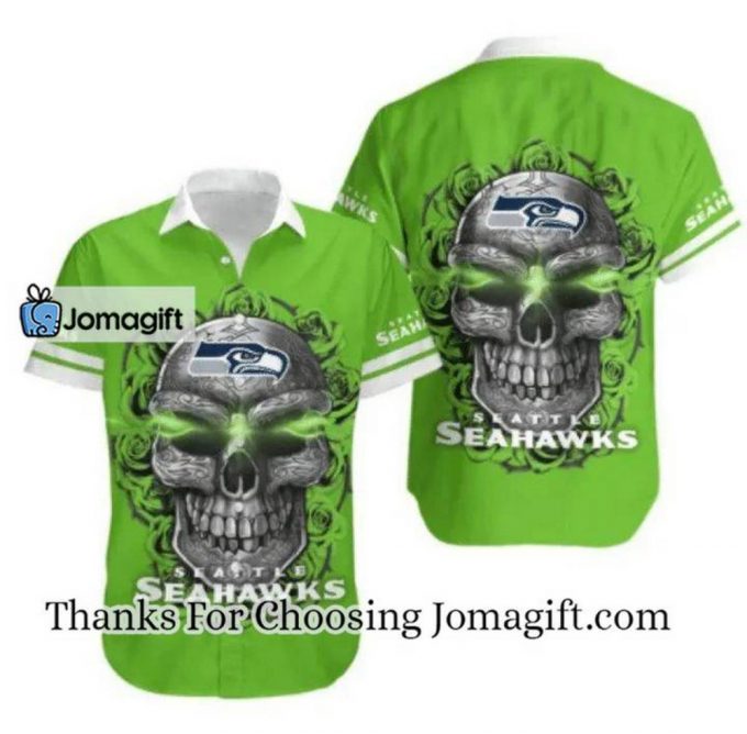 [Personalized] Nfl Seattle Seahawks Green Skull Hawaiian Shirt Gift 2