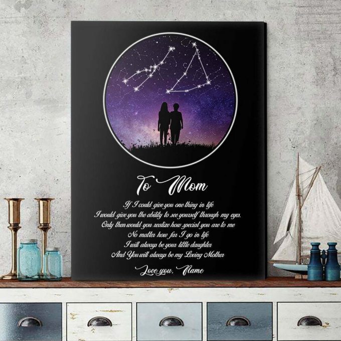 Personalized Zodiac Sky Map To Mother Canvas Poster 2