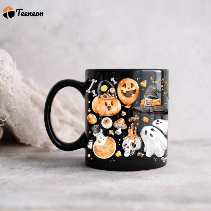 Pumpkin Ghostie Coffee Mug, Spooky Mug, Ghost Coffee Cup, Halloween Mug 2