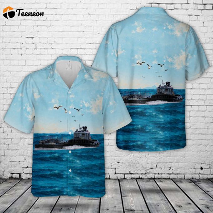 Royal Canadian Navy Cfav Merrickville (Ytl 593) Ville-Class Harbour Tugboats Hawaiian Shirt Gift For Dad Father Days 1