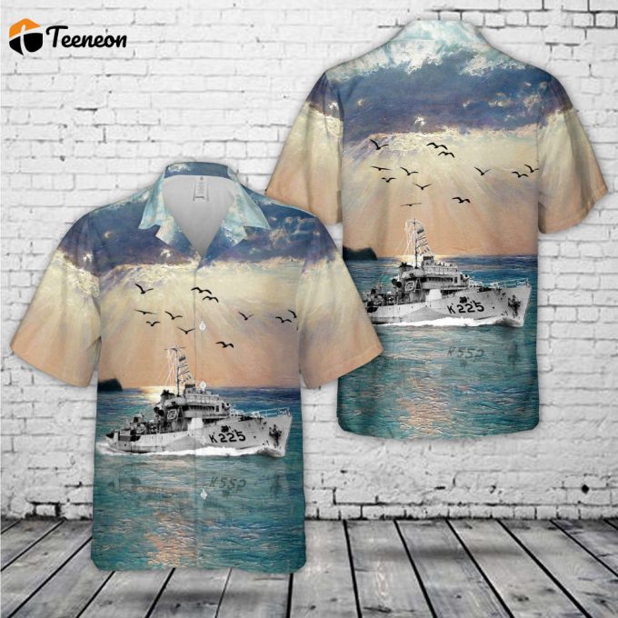 Royal Canadian Navy Hmcs Kitchener (K225) Flower-Class Corvettes In Wwii Hawaiian Shirt Gift For Dad Father Days 1