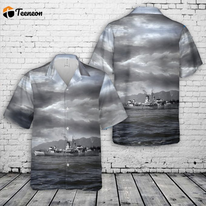 Royal Canadian Navy Hmcs Nanaimo (K101) Flower-Class Corvettes In Wwii Hawaiian Shirt Gift For Dad Father Days 1