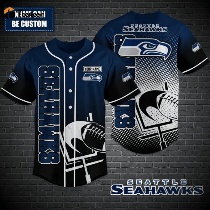 Seattie Seahawks Personalized Baseball Jersey 1