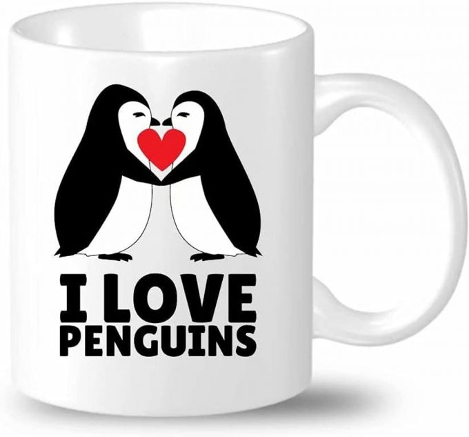 Sheafenie Coffee Mug Cup I Love Penguins Romantic Valentines Coffee Mug 4