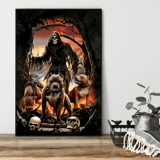Skull And Pitbull Poster Vertical 3D Printed 2