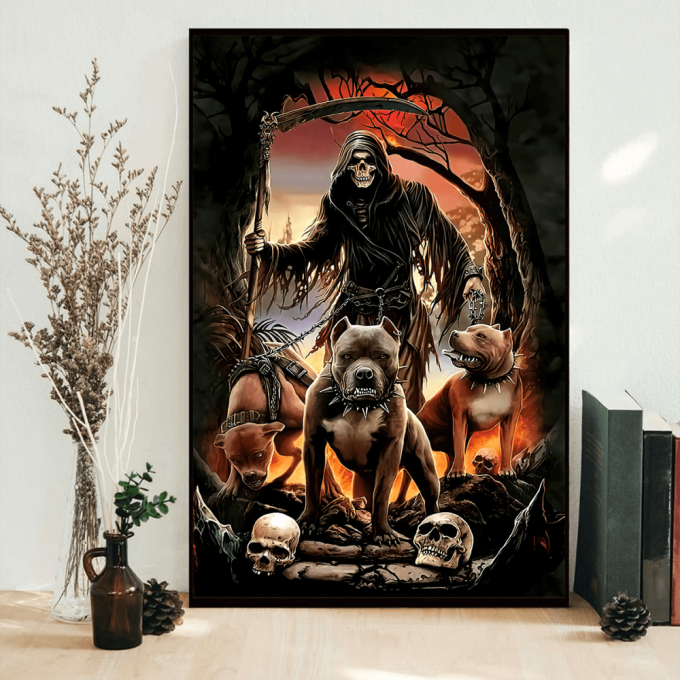 Skull And Pitbull Poster Vertical 3D Printed 3