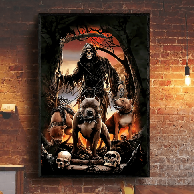 Skull And Pitbull Poster Vertical 3D Printed 5