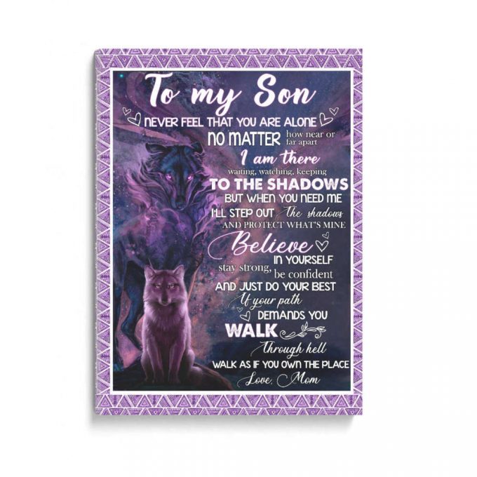 Son Mom Wolf Shadow Purple Poster Canvas 2