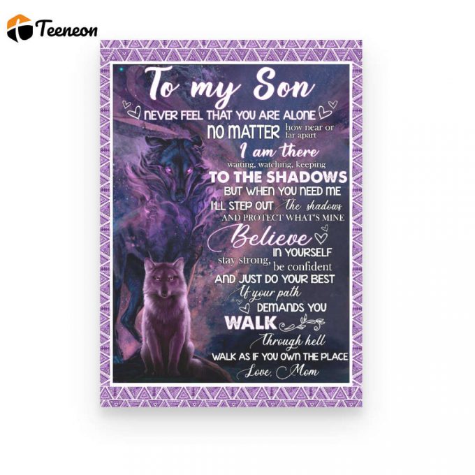 Son Mom Wolf Shadow Purple Poster Canvas 1