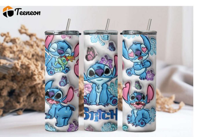 Stitch And Flowers Skinny Tumbler