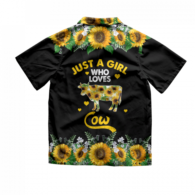 Sunflower Just A Girl Who Loves Cow Hawaiian Shirts 3