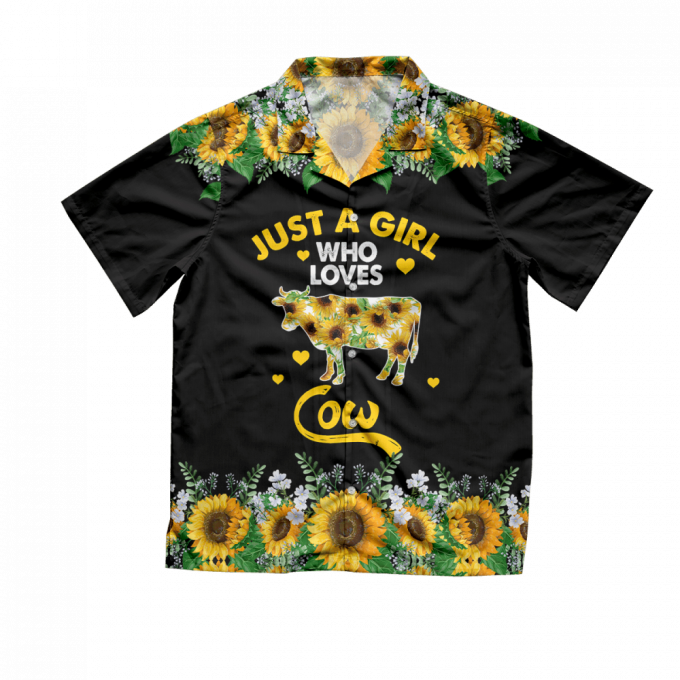 Sunflower Just A Girl Who Loves Cow Hawaiian Shirts 2