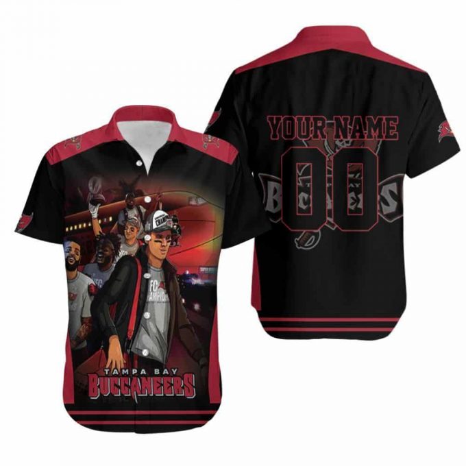 Tampa Bay Buccaneers Funny Cartoon Animation For Fans 3D Printed Personalized Hawaiian Shirt 2