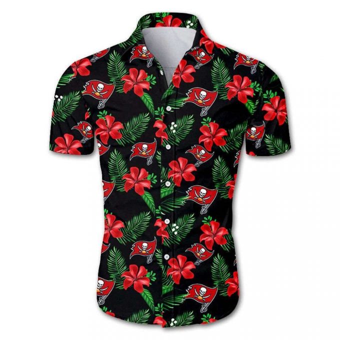 Tampa Bay Buccaneers Hawaiian Shirt Floral Button Up Slim Fit Body 2
