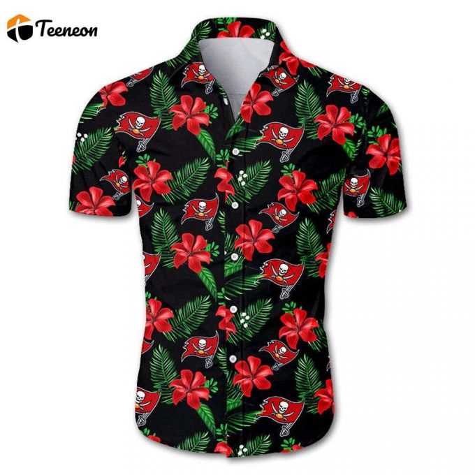 Tampa Bay Buccaneers Hawaiian Shirt Floral Button Up Slim Fit Body 1
