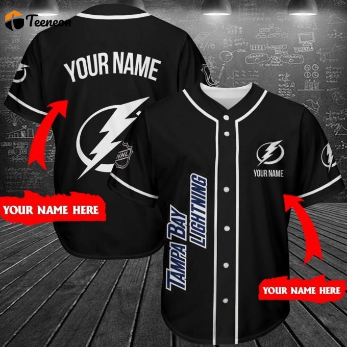 Tb Llghtnlng Black Baseball Jersey Custom For Fans 1