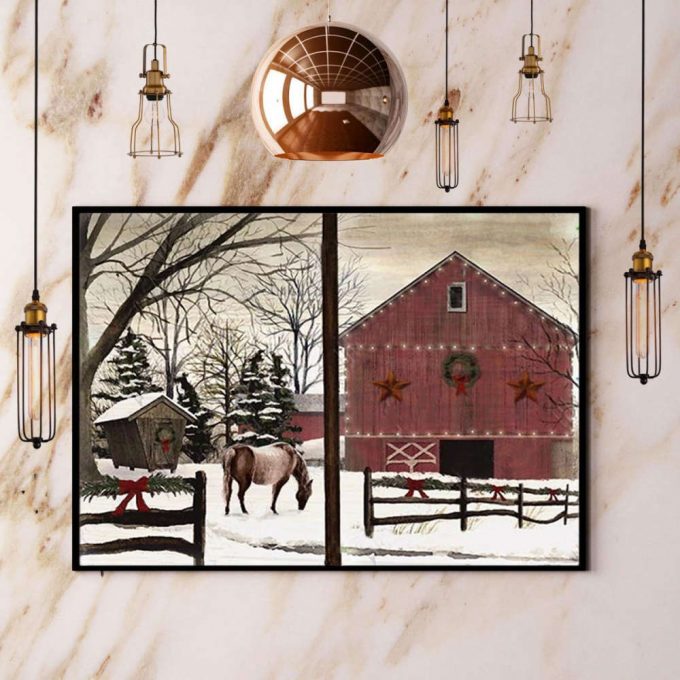 The Farm Horse And Chirsmas Tree Merry Christmas Farming Love Poster No Frame Matte Canvas 2