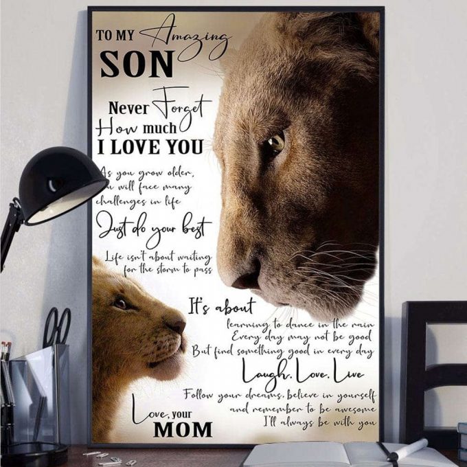 To My Amazing Son Love From Mom Lion Poster, Canvas 2