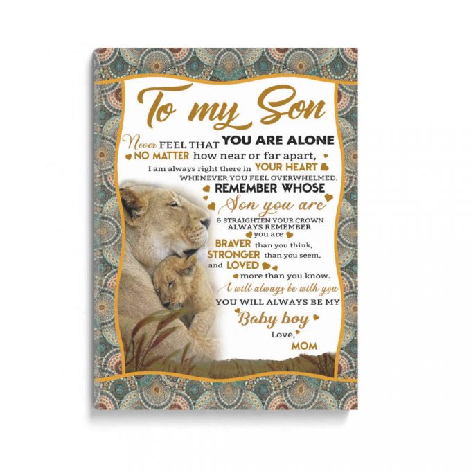 To My Son Mom Lion Never Feel Poster Canvas 2