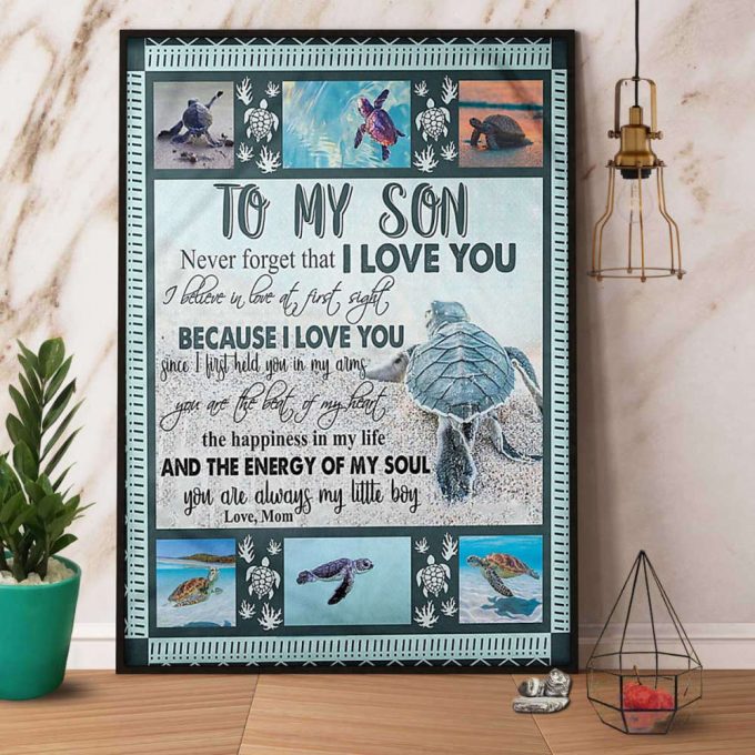 Turtle Family Mom To My Son The Happiness In My Life Turtle Ocean Love Great Gift Poster No Frame Matte Canvas 2