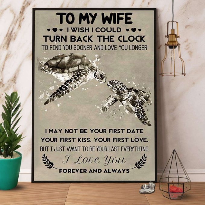 Turtle Husband To My Wife I Just Want To Be Your Last Everything Retro Turtle Love Ocean Poster No Frame Matte Canvas 2