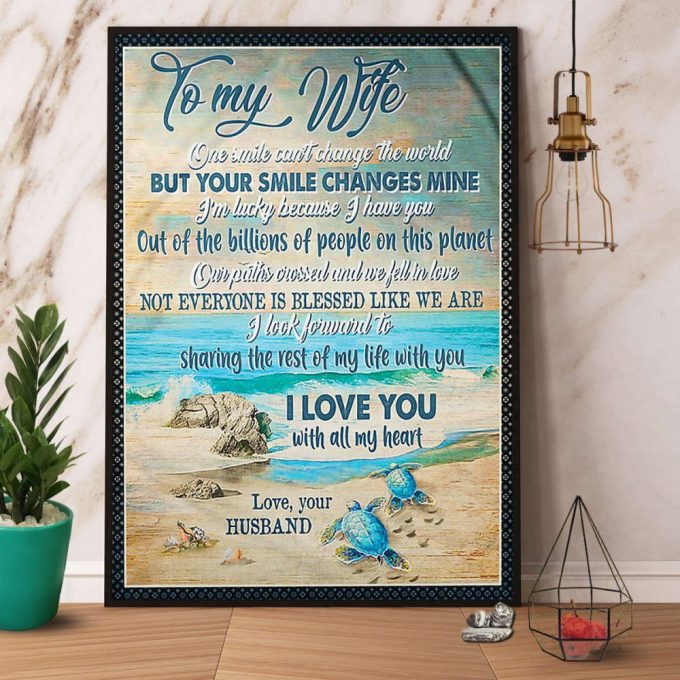 Turtle Husband To My Wife I Look Forward To Sharing The Rest Of My Life With You Ocean Love Poster No Frame Matte Canvas 2