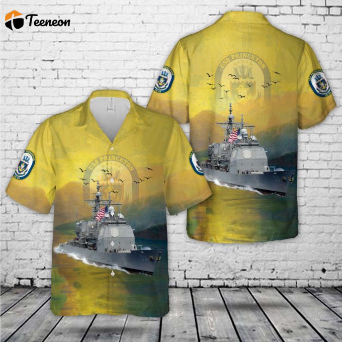 Us Navy Uss Princeton (Cg-59) Ticonderoga-Class Guided Missile Cruiser Hawaiian Shirt Gift For Dad Father Days 1
