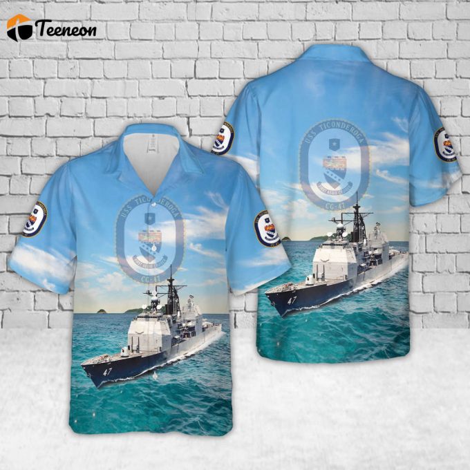 Us Navy Uss Ticonderoga (Ddg/Cg-47) Ticonderoga-Class Guided Missile Cruiser Hawaiian Shirt Gift For Dad Father Days 1