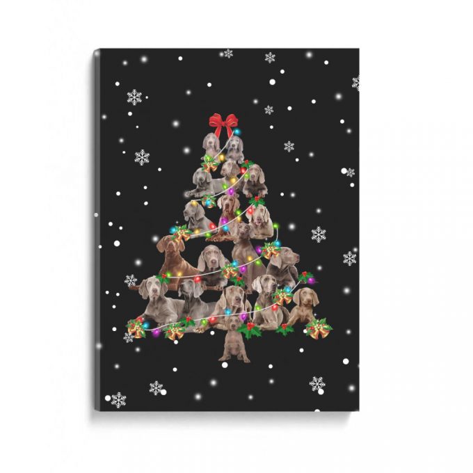 Weimaraner Dog Christmas Tree Funny Noel Poster Canvas Gift For Dog Lovers Birthday Gift Home Decor 2