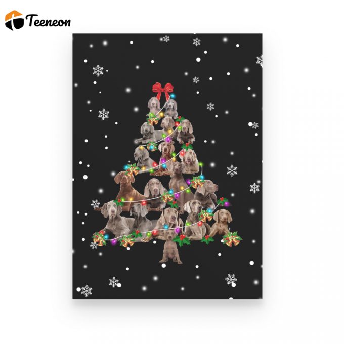 Weimaraner Dog Christmas Tree Funny Noel Poster Canvas Gift For Dog Lovers Birthday Gift Home Decor 1