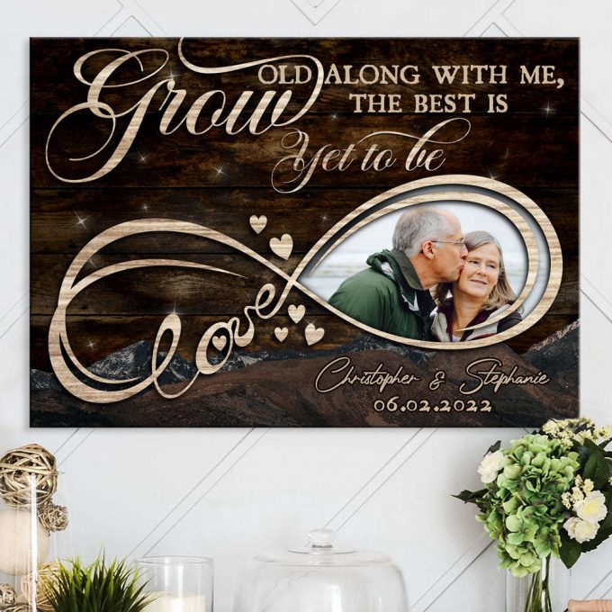 Wife Husband Grow Old Anniversary Photo Personalized Poster Canvas