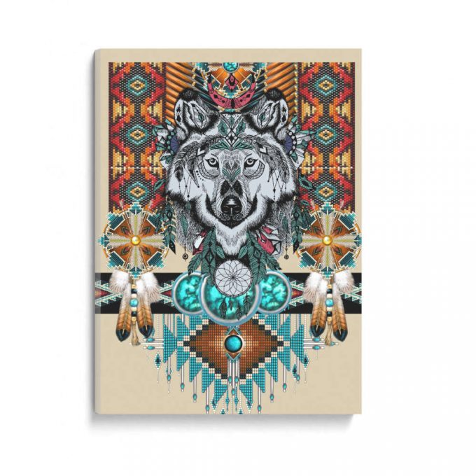 Wolf Native American Pattern Poster Canvas 2