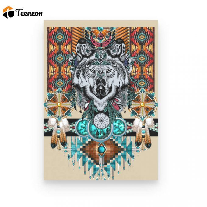 Wolf Native American Pattern Poster Canvas 1