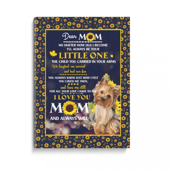 Yorkie Dear Mom Poster Canvas 2