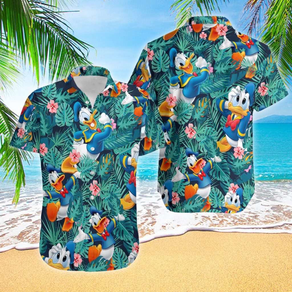 Funny Yellow Duck Hawaiian Shirt, Vacation Holiday Hawaiian Shirt, Summer Vacation Shirt, Tropical Duck Movie Beach Shirt, Family Trip Tee 2