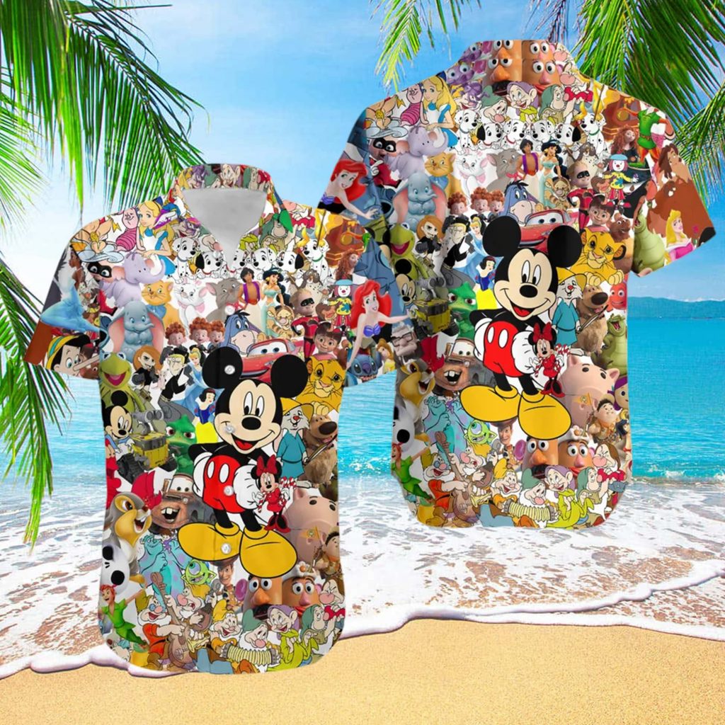 Mouse And All Movies Character Hawaii Beach Shirt, Mouse Button Up Shirt Holiday, Mouse Hawaiian Shirt Gift, Cartoon 3D All Over Print Shirt 2