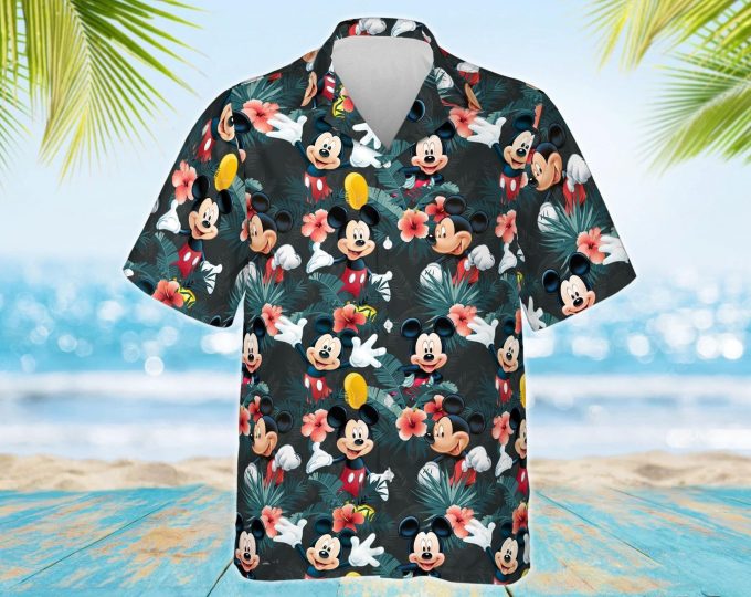 Mouse Mascot Peace Out Pattern Hawaiian Shirt, 3D All Over Printed Aloha Short, Animated Movie Character Tropical Summer Beach Shirt 1