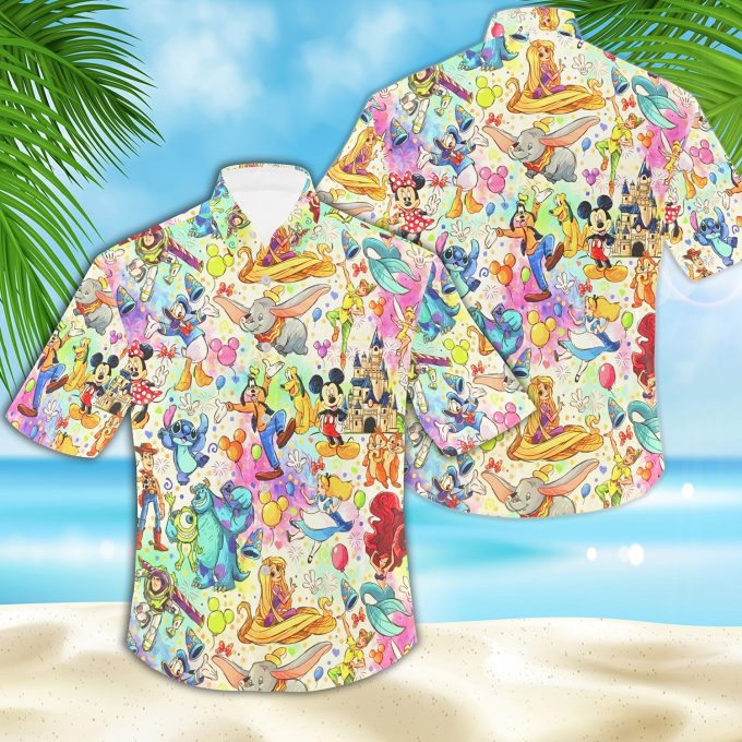 Movie Cartoon Characters Hawaiian Shirt, Summer Beach Trip Family Hawaiian T Shirt, Colorful Tropical Hawaiian Gift Tee 1