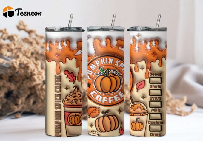 3D Pumpkin Spice Starbucks Coffee Fall 20 0Z Tumbler 1