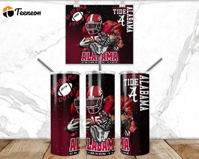 Alabama 20 Oz Skinny Tumbler Sublimation Design Football Team Red Bama Straight &Amp;Amp; Tapered Wrap Tumbler 1