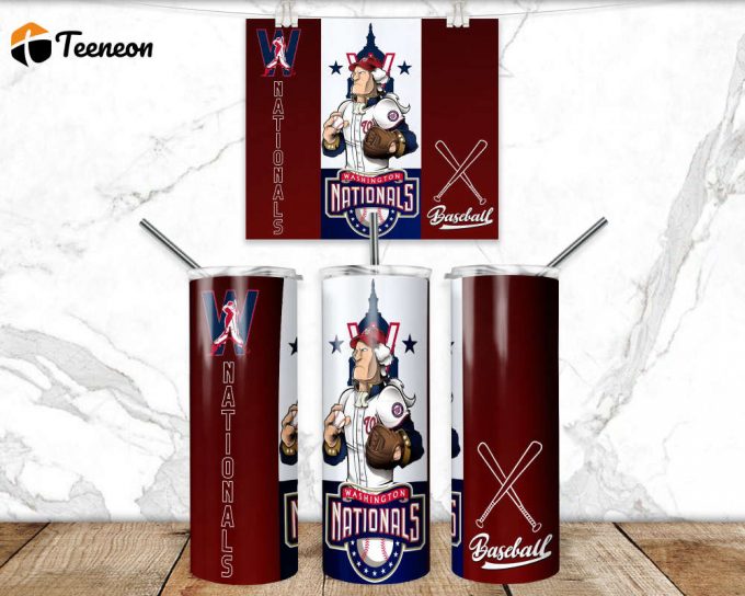 Baseball Team Washington Nationalss 20 Oz Skinny Tumbler Sublimation Designs 3D Inflated Tumbler Straight Png Download University 1