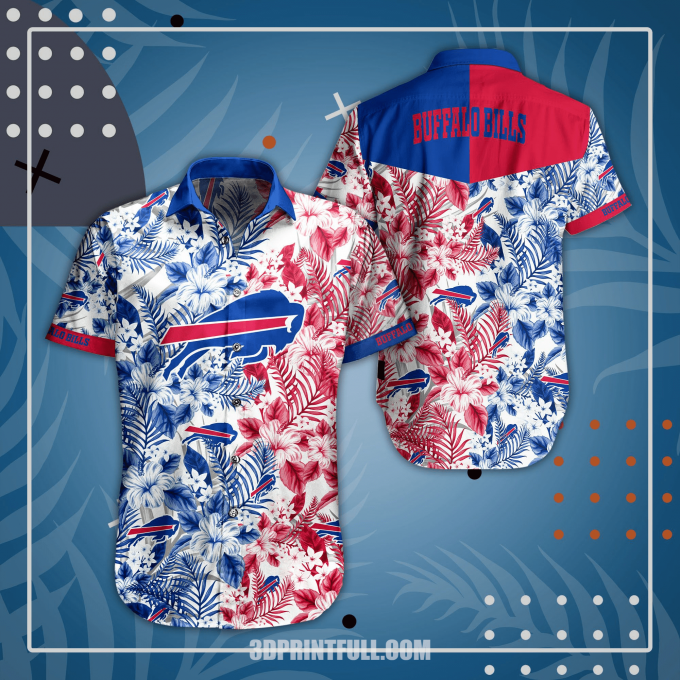 Beach Buffalo Bills Hawaiian Shirt Tropical Flower Summer