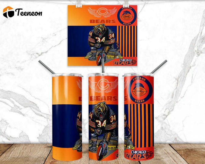 Bear 20Oz Skinny Tumbler Wrap Design Sublimation American Football Tumbler 1