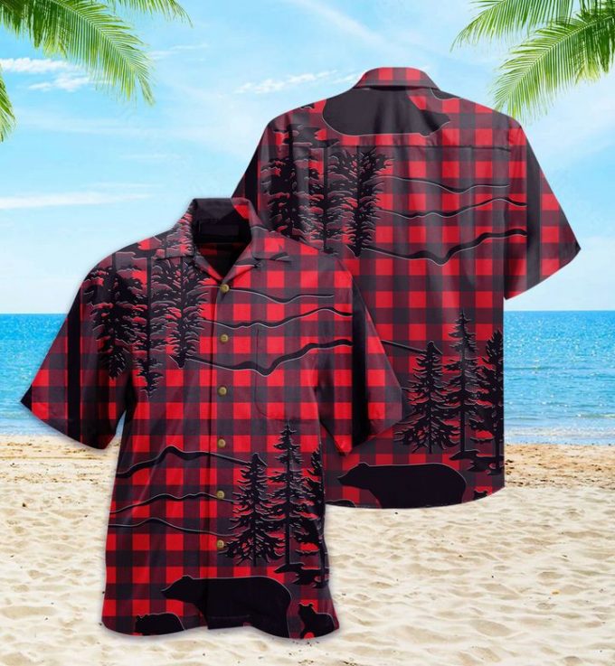 Bear Buffalo Check Hawaiian Shirt 3D Summer Gifts 2