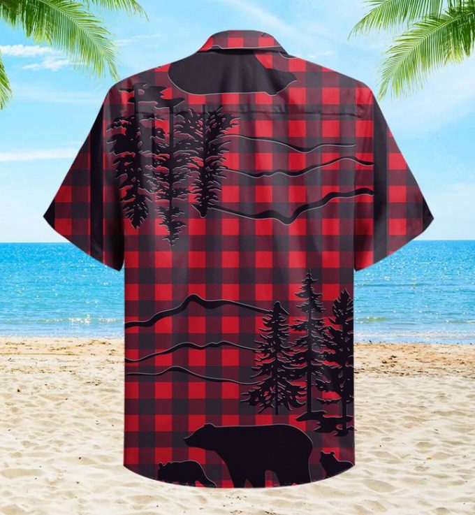 Bear Buffalo Check Hawaiian Shirt 3D Summer Gifts 3